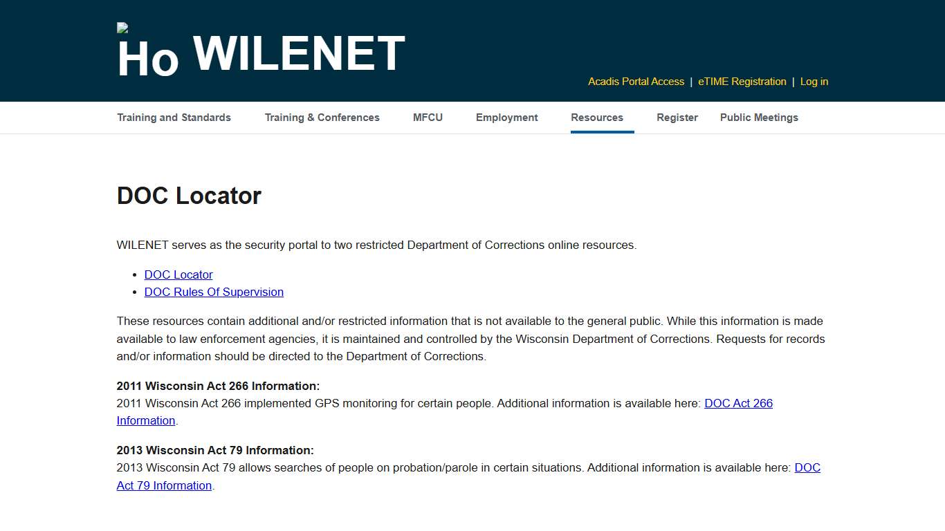 DOC Locator | WILENET