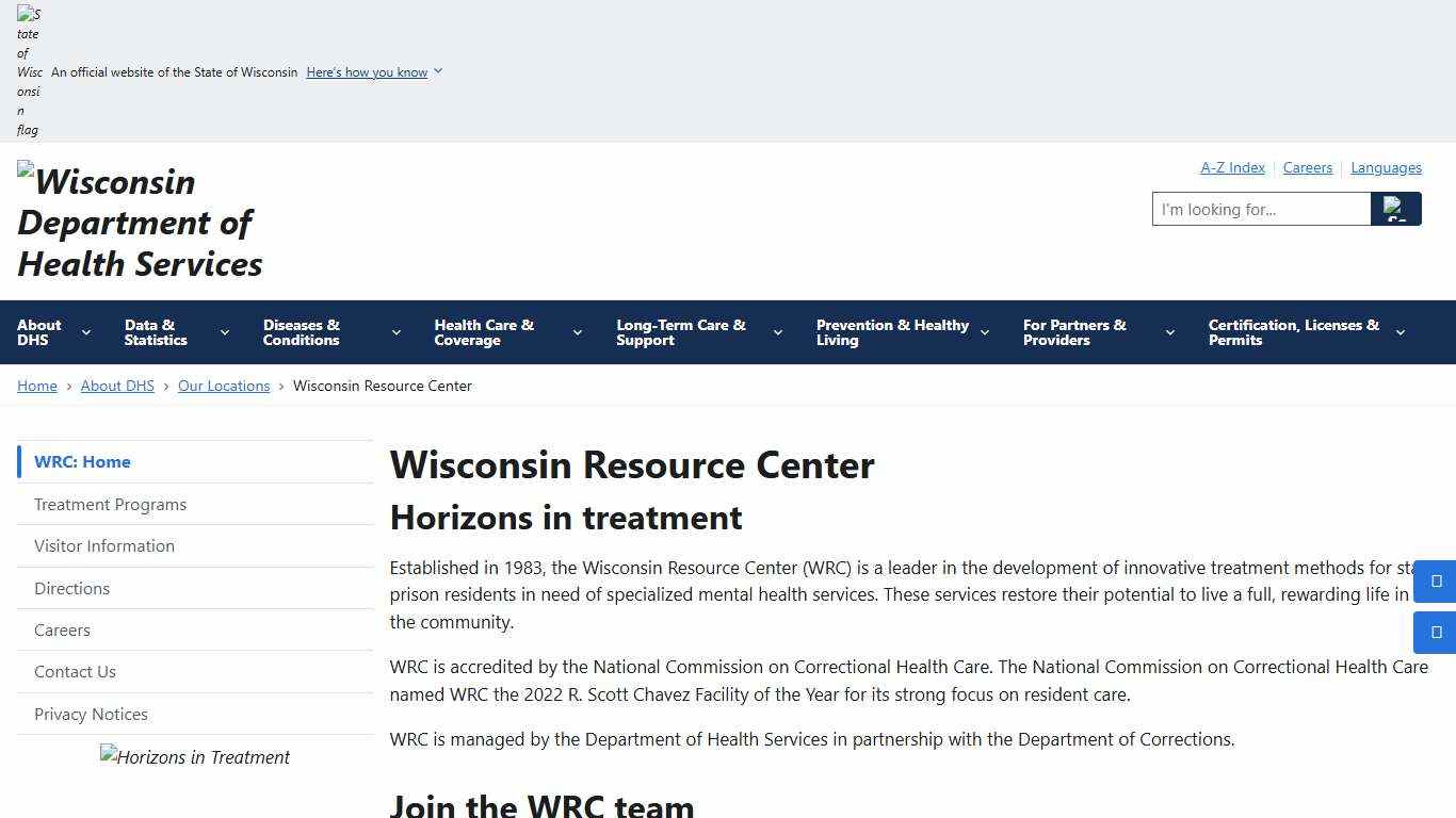 Wisconsin Resource Center | Wisconsin Department of Health Services